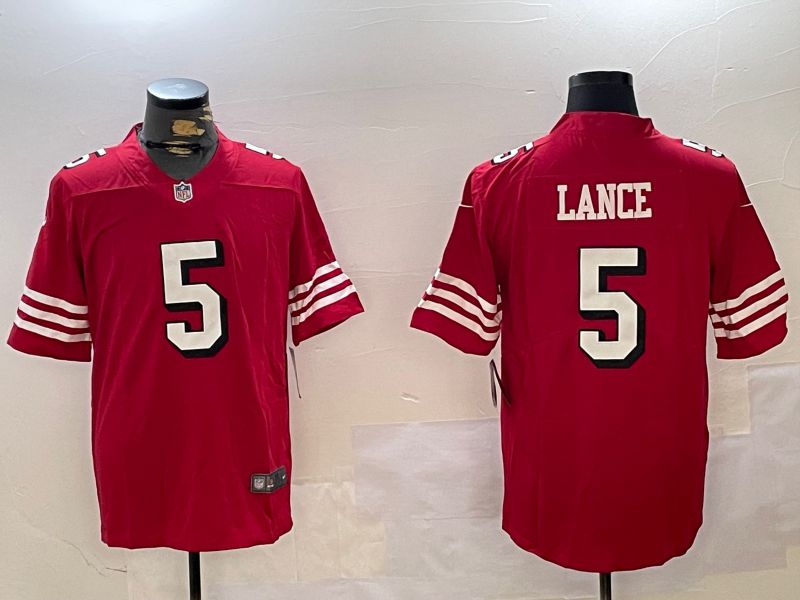 Men San Francisco 49ers #5 Lance Red Second generation 2024 Nike Limited NFL Jersey style 1->oakland raiders->NFL Jersey